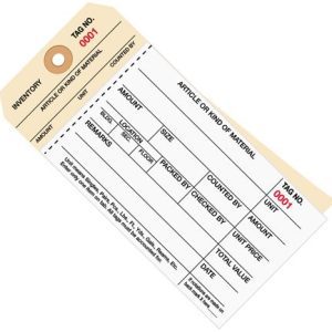 Stub Style 2 Part Carbonless Inventory Tags