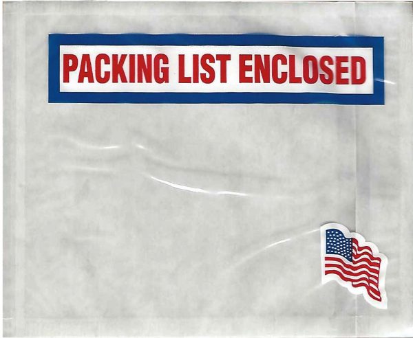 4 1/2 x 5 1/2" American Flag Packing List Envelope (1000/Case)