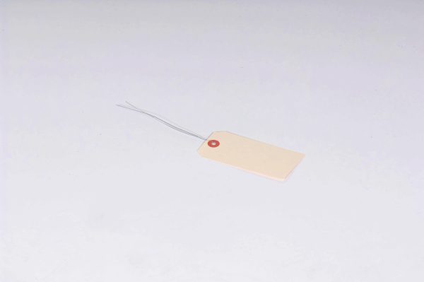 #5 4 3/4" x 2 3/8" 13 Pt. Manila Shipping Tags - Pre-Wired (1000/case)