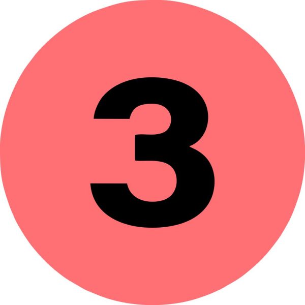 2" Inventory Numbered Circles #3 Fluorescent Red