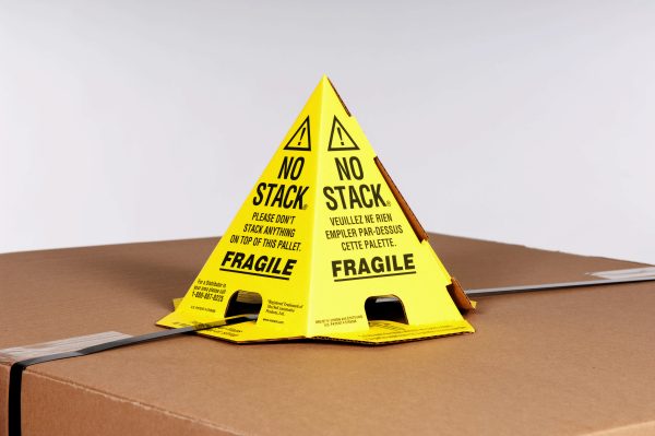 Do Not Stack Pallet Cones  8 x 8 x 10 Yellow/Black Tri-Lingual : English, Spanish & French (50/case)