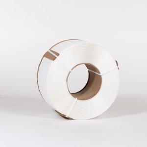 3/8" X 12,900` .024 300# 8 x 8 White Machine Grade Poly Strapping