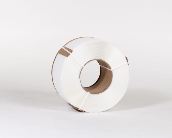 3/8" X 12,900` .024 300# 8 x 8 White Machine Grade Poly Strapping