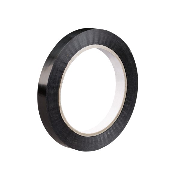 1" x 60 yds. 2.7 mil Black 94 lbs. Tensile Strength Tensilized Polypropylene Strapping Tape (72/Case)
